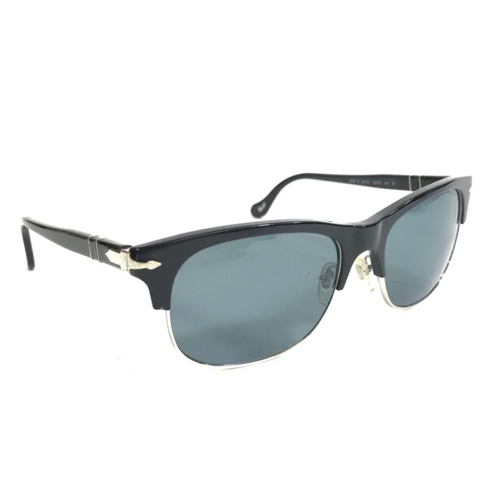 Persol Sunglasses 3034-S 95/4N Polished Black Silver with Blue Polarized Lenses